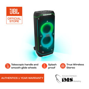 JBL PartyBox Ultimate - Powerful Dolby Atmos party speakerJBL Pro sound a vibrant lightshow and splash-proof sturdy wheels.