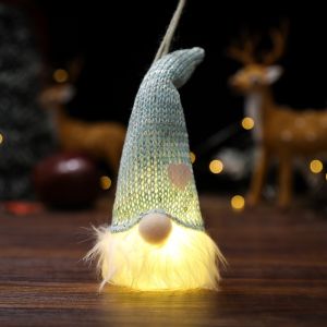 HLINKEY\ud83d\udd25 3PSC \ud83d\udd2530cm Light Up Christmas Gnome Sequin Hat LED Gnomes Doll Xmas Home Decoration Table Ornament Holiday Gift Red Grey Pink