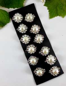 12 Pcs bros dagu hijab seri bunga mutiara putih kecil mewah elegan