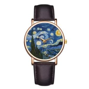 LUSIT Thường ngày Đồng hồ thạch anh nữ Nghệ thuật ấn tượng Đồng hồ quyến rũ Đồng hồ đeo tay Thắt lưng da Vẽ tranh đồng hồ Những quý cô thanh lịch