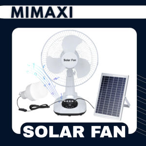 Original Solar Power Electric Fan And Rechargeable Electric Fan Stand Fan With 2 Bulbs & Solar Panel