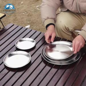 【New Arrival】Stainless Steel Plates Metal Dinner Dishes Feeding Serving Tableware Round Plates for Outdoor Camping Hiking Picnic BBQ