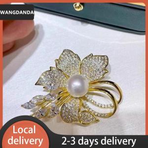 [COD] WANGDANDA Ship within 24 hours Fashion Rhinestone Flowers Imitation Pearl Brooches For Women Clothing Coat Jewelry Accessries Gifts