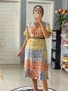 Pakaian Baju Dress dres Daster Wanita Pendek Cewek Kancing Depan Full Jumbo Pendek Midi Murah Rayon Tie Dye Motif Kekinian Terbaru Busui Bisa COD Grosir dan Ecer