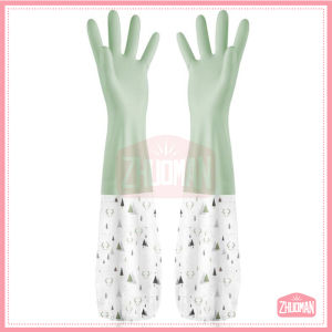 ถุงมือทำความสะอาด ถุงมือล้างจาน ถุงมือล้างจาน ทำความสะอาด ถุงมือยาวยืดหยุ่นกันน้ำ ถุงมือยาง ถุงมือปลายจั้ม ถุงมือ