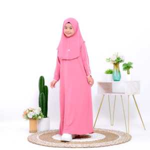 Baju Gamis Anak Perempuan Set Kerudung Usia 4 -12 Tahun
