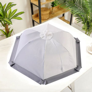 White Fold Vegetable cover Home use kitchen Cover Umbrella dining table bowl Anti-mosquito Rice cover rice dish dust-proof food cover Gauze net 80x80cm round