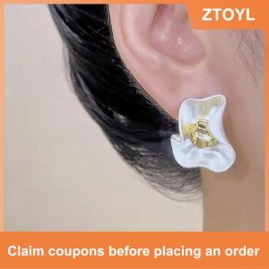 【ZTOYL】 Không Thường Xuyên Cánh Hoa Màu Đỏ Hoa Stud Bông Tai Cho Phụ Nữ Tinh Tế Đơn Giản Thời Trang Cá Tính Ngọt Ngào Tính Khí Đồ Trang Sức