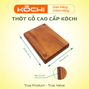 Thớt gỗ xà cừ KŌCHI hình chữ nhật - Gỗ tự nhiên nguyên khối - Không sử dụng hóa chất độc hại - lỗ treo tròn rất tiện dụng