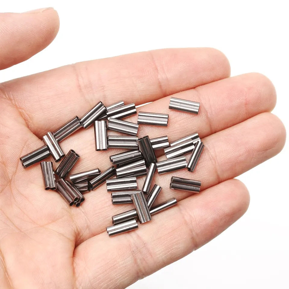 100Pcs Double Barrel Copper Crimp Sleeves Fishing Crimps for