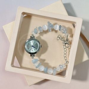 JAYQQ Có thể điều chỉnh Đồng hồ đeo tay Dopamine dây chuyền Đồng hồ thạch anh Đính hạt Đồng hồ dây chuỗi hạt Phụ nữ các cô gái