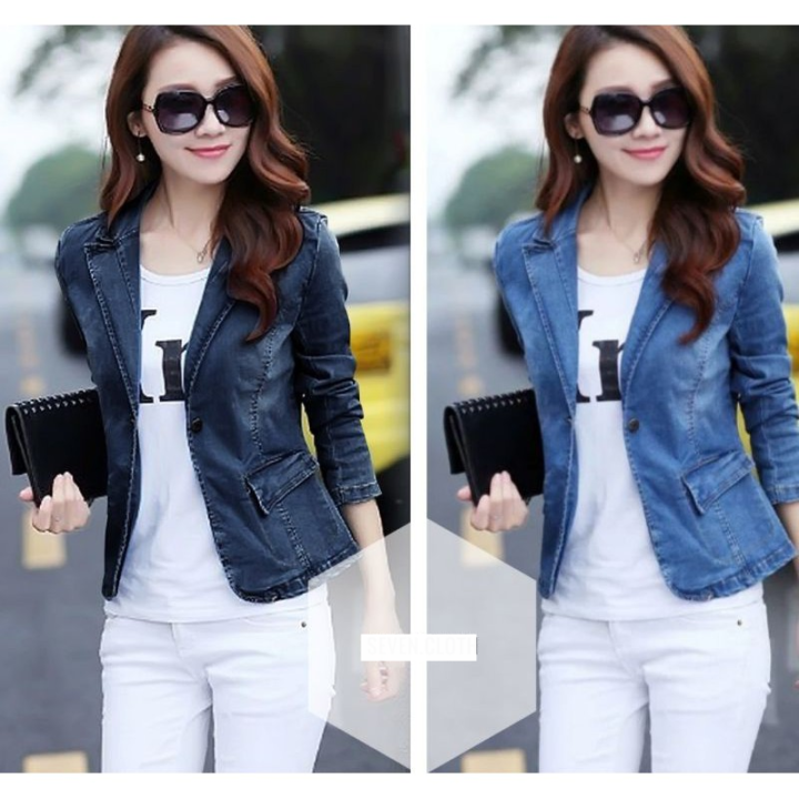 JAKET MODEL BARU/JEANS!!!blazer jeans wanita