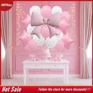 【COD】🔥🔥🔥 Girls Birthday Balloons Set 13Pcs Bow Theme Pink Latex and Foil Balloons Kid Party Decoration Ideas
