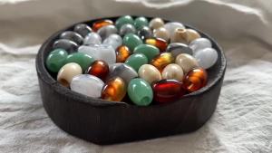 Acrylic Barrel Beads 17mm*13mm +Round Beads 12mm 210PCS for Macrame Crafts Large Hole Hair Beads