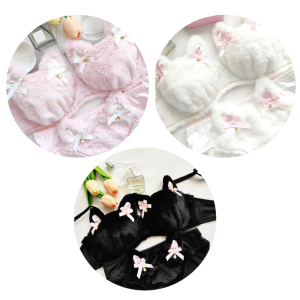 Phụ Nữ Sang Trọng Áo Ngực Bộ quần lót Vui Mèo áo ngực quần lót Set hoạt hình vải nhung Đồ Lót Mềm học sinh Dễ thương Cô Gái Đồ Lót Quà Tặng