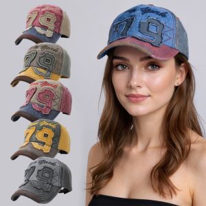 NEXTYOO Washed Cotton Baseball Cap Letter Embroidery Adjustable Peaked Cap Fashion Sunscreen Hats For Man Women