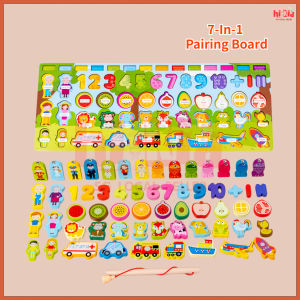 Educational Wooden Puzzle Toy for Kids 2-4 Years - Cognitive Matching Learning Game with Magnetic Fishing for Hand-Eye Coordination