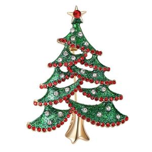 FOUNDTWO Sáng bóng Trâm cài áo hình cây thông Noel Hợp kim Khoét rỗng Trang sức cho dịp lễ Giáng sinh. Đồ trang trí cho tiệc mùa đông. Tinh tế Huy hiệu đính đá Các buổi tiệc Giáng sinh.