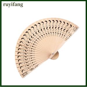 ruyifang Fashion Wedding Hand Fragrant Party Carved Bamboo Folding Fan Chinese Wooden Fan Vintage Hollow Antiquity Folding Fan Home Decor