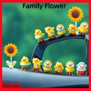 Family Flower Flash Sale 1ชุดการ์ตูนเรซินเป็ดน้อยสีเหลืองเล็กๆคอนโซลกลางรถเครื่องประดับรถน่ารักอุปกรณ์ตกแต่งภายในรถยนต์