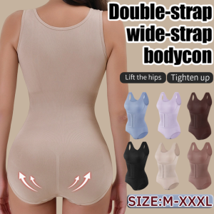 Double Breasted Tummy Control Body Shaper Strap Strong Abdomen Control Womens Underwear Double-Strap Wide Straps