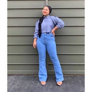 BIG SIZE Cutbray Jumbo Jeans Wanita Highwaist Hangover