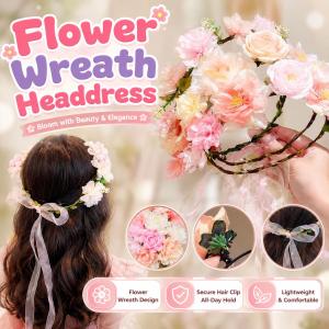 Hiasan Kepala Rantaian Bunga Flower Wreath Headdress Princess Headband Girl Hair Accessories Floral Crown Wedding Festival
