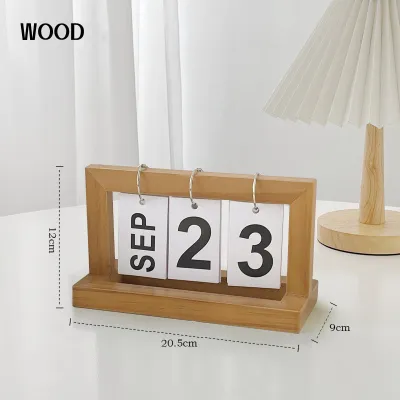 Wooden Desk Calendar Vintage Wood Flip Calendar Home Office Desktop Office Decor Calendar