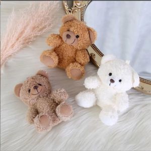 GHRDU Thú nhồi bông Móc khóa gấu nhỏ bằng vải nhung lông Búp bê vải lông Gấu động vật dây chuyền Túi gấu Đồ chơi trẻ em Mềm Búp bê ngồi lông xoăn Bé trai và bé gái