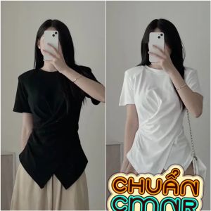 Áo Thun Xoắn Eo Cổ Tròn ngắn tay  nhiều màu  Áo Cộc Tay BigSize Vạt Chéo l284934s