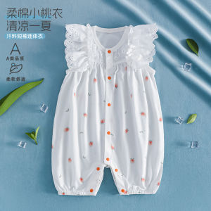 Baby a Cotton short-sleeve lace princess romper for newborns stylish and sweet baby jumpsuit