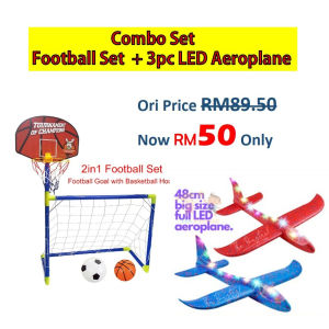 IsALifestyle Kid Sport Toy 2in1 Football with Basketball Play Post Net Set Mainan Bola Sepak Karanjang Soccer Tiang Gol