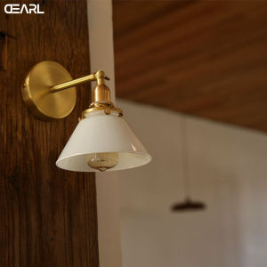 Rechargeable Wireless Wall Lamp Vintage Nordic Simple Japanese Bedside Brass Bathroom Glass Mirror Front Lamp XTN7