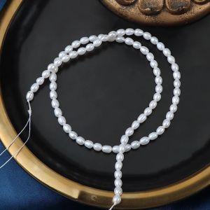 AAA 3.5-4mm Rice-Shaped Smooth Natural Freshwater Pearl Semi-Finished Beads for Jewelry Making DIY Necklace Bracelet Accessories