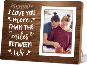 Love Picture Frame Gifts for Girlfriend Boyfriend Couples Picture Frame for Him or Her Long Distance Relationships Gifts I Love You More Than The Miles Between Us12P047