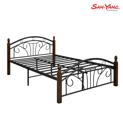 San-Yang Furniture Wooden Bed Queen Size Mattress Black and Mahogany 101119