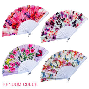 PAMAYPAY Butterfly Pattern Plastic Folding Fan Handheld folding fan Group dance fan Retro style