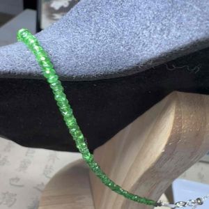 [ TSAVORITE] 37475-VÒNG CỔ GARNET XANH ( THIÊN NHIÊN ) HỘT 2.11MM -4.19MM [ DÂY DÀI 45CM LUÔN DÂY CHỜ] đã kiểm định liulab