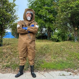 ชุดป้องกันผึ้ง ต่อแบบมืออาชีพ เนื้อผ้าเหนียวทนทาน พร้อมหน้ากากและพัดลม สำหรับเลี้ยงผึ้งและเก็บรังต่อ(พัดลมสามตัว)