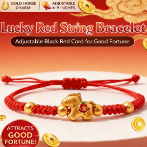 【Wealth Blessing】Year of the Horse Red String Bracelet for New Year Handmade Red String Bracelet Good Fortune本命年福马红绳