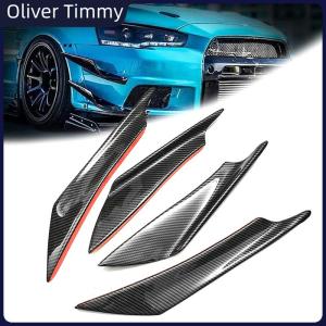 [Oliver Timmy] 4Pcs Carbon Fiber Car Bumper Fin Canard Splitter Diffuser Spoiler Air knife