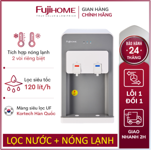 Máy lọc nước nóng lạnh 4 cấp Nhập Khẩu Fujihome bộ thiết bị bình lọc nước uống trực tiếp bằng block gia đình
