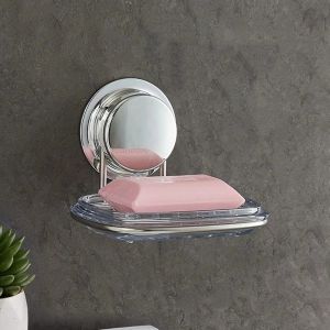 CUNXIN Wall Mounted Soap Dish for Shower No Punch Suction Cup Soap Tray Reusable Clear Soap Rack for Bathroom