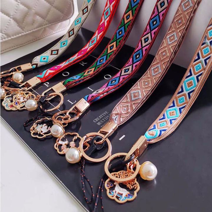 AXW9994 keychain korean style Fabric Weaving Strap Keys Holder ID Card ...