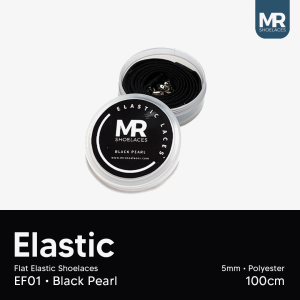 MR Shoelaces EF01 Elastic Black Hitam Tali Sepatu Flat Elastis Gepeng 80cm 100cm 120cm 150cm (Baca Deskripsi Untuk Ukuran)