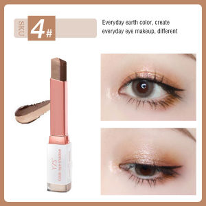 Two Color Eye Shadow Stick High-Gloss Silkworm Pen Velvet Gradient Eye Shadow Stick Waterproof Anti-Sweat Eye Modification Eye Shadow Pen Pearl Eye Shadow Earth Color Beginner Long-Lasting Makeup Stick