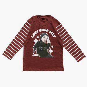 Kaos Anak Lengan Panjang Strip Motif Edukasi Muslim 1 - 12 Tahun