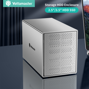 Yottamaster 5 Bay RAID USB3.1 Gen1 Type C HDD Enclosure for 2.5 & 3.5 Inch Hard Drives Raid 0/1/3/5/10/SPAN/JBOD/PM/CLONE