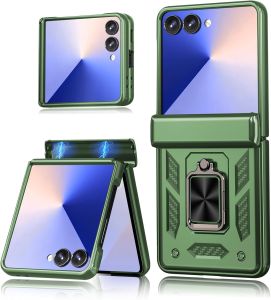 Luxury Shockproof Case for Samsung Z Flip 8 Ring Holder Magnetic Spring Hinge Protect Cover for Samsung Galaxy Z Flip 8 7 6 5 FE