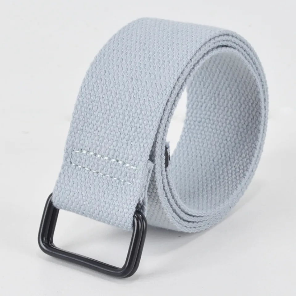 1pcs Canvas Belt Casual Men's Free Punch Buckle Belt Mens Double Ring  Buckle Cotton Canvas Cloth Fabric Belts Fashion Elastic Woven Pants Belt